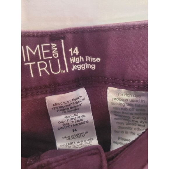 Time & True Hi Rise Stretch Skinny Trouser Pant Plum Office Preppy Womens 14 NWT - Picture 3 of 3